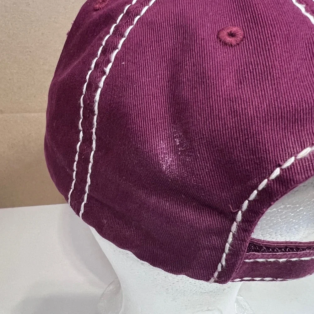 Sip Happens Wine Baseball Cap Maroon Distressed Adjustable Hat